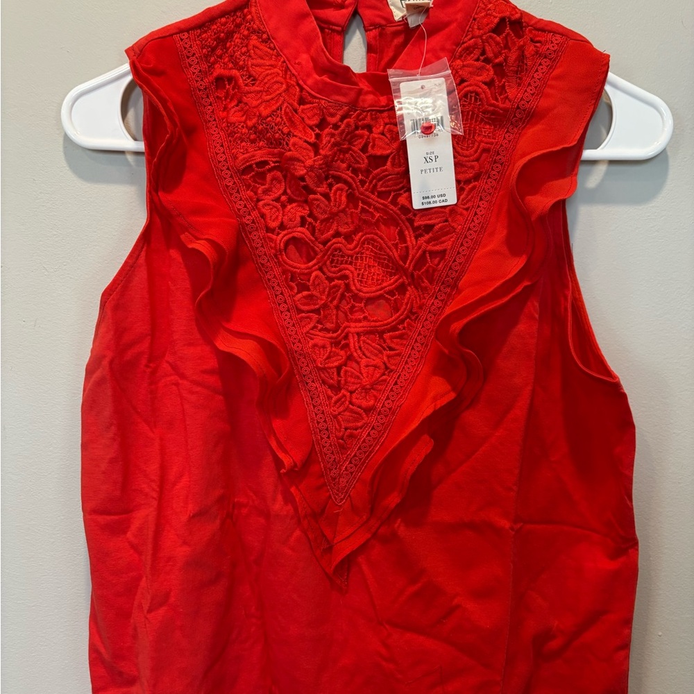Red Sleeveless Lace Top
